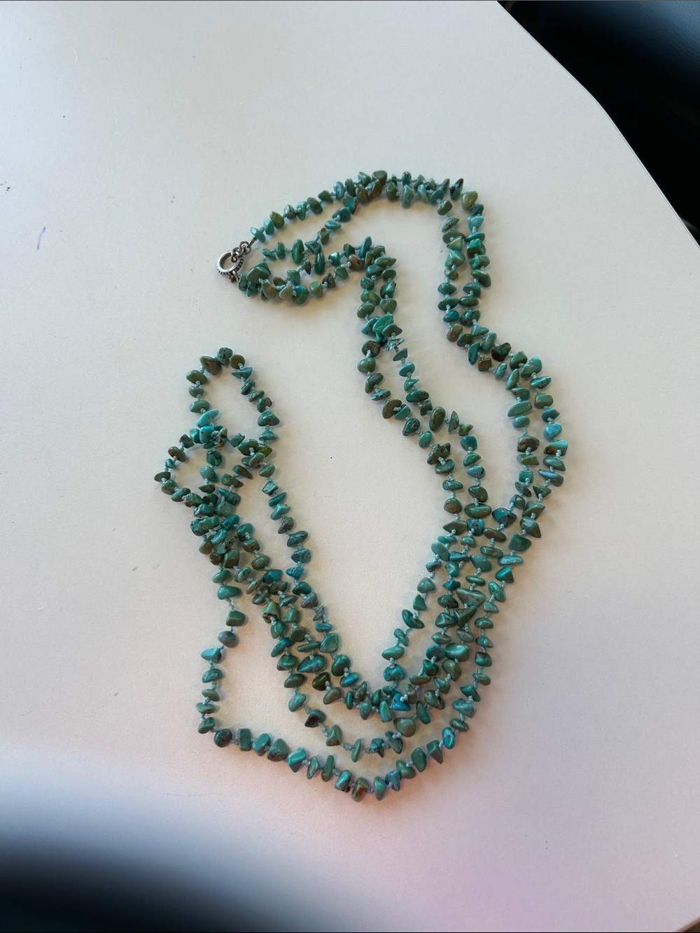 Turquoise Chip Necklace - Women's Multi-Strand Beaded Necklace